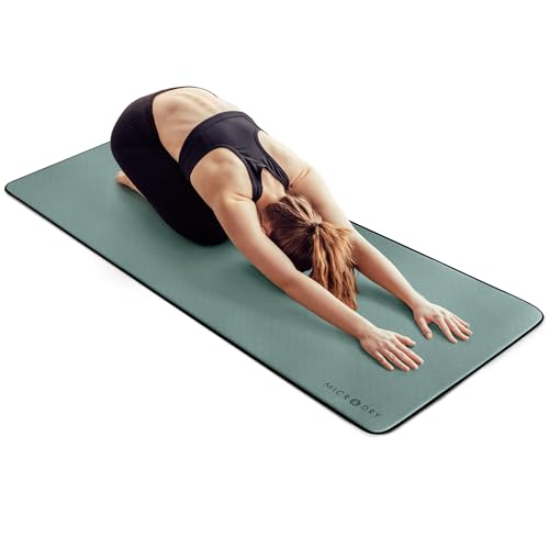 MICRODRY Deluxe Fitness Exercise Yoga Mat for Home & Gym, Extra Thick for High Impact Training, Multi Layered Skid Resistant Surface, Odor Neutralizing with Carrying Strap - color: Teal, size: 26"W x 72"L