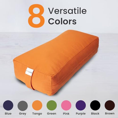 Pranayama Yoga Bolster Meditation Pillow - color: Tango, size: Rectangular 28" x 12" x 8"