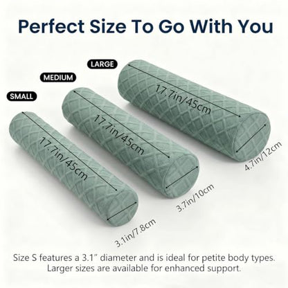 3.1" Small Neck Roll Memory Foam Pillow Cylinder,Detachable Cover - color: Green S, size: Small - 3.1" H