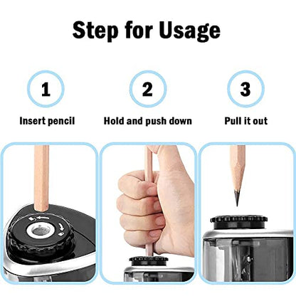 Aogwat Pencil Sharpener Electric Pencil Sharpener for Kids, Blade to Fast Sharpen, Suitable for No.2/School/Classroom/Office/Home (Black) - color: Black