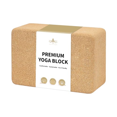 Hatha Yoga Cork Yoga Block, Natural Cork from Portuguese, Premium Brick, Eco-Friendly Yoga Accessories for Yoga, Pilates & Stretching