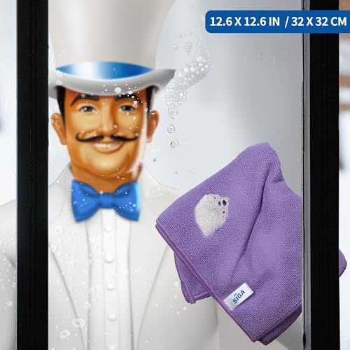 MR.SIGA Microfiber Cleaning Cloths, Streak Free Microfiber Towels, 12 Pack - color: Purple