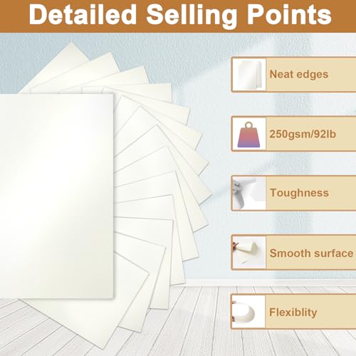 Silunkia 120 Sheets Cream Shimmer Cardstock 8.5 x 11 Off White Paper 92lb | Premium Glossy Paper Card Stock for DIY Cards Making, Wedding Invitations, Anniversaries, Business Cards, Menus - color: Cream, size: 120 Sheets