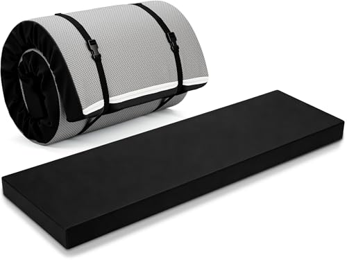 Lyrow 3 Inch Thick Yoga Mat, 72 x 24 Inch Cushioned Foam Floor Mat with Carry Strap, Non Slip PU Leather Workout Pad for Pilates, Stretching, Restorative Yoga and Home Gym - color: Black