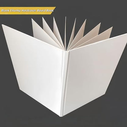 Hardcover Blank Chunky Board Book – White, 10 Extra‑Thick Sheets 20 Pages, 6.3"×6.3" Square, 600GSM Heavyweight Paper for Drawing, Painting & Mixed Media (5, Hardcover-10 Board)