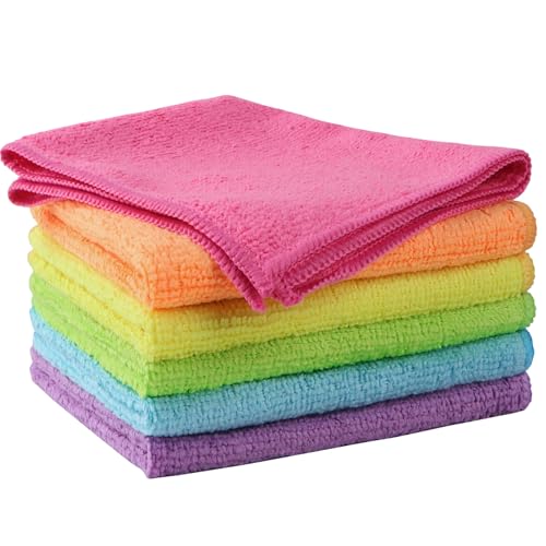 Orighty Microfiber Cleaning Cloth, Cleaning Rags, 6 Pack, 12x11 in - color: Multicolor, size: 6 Pack