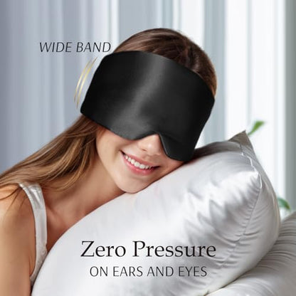 Zenssia 100% Mulberry Silk Sleep Mask Eye Mask for Men and Women, Black - color: Black