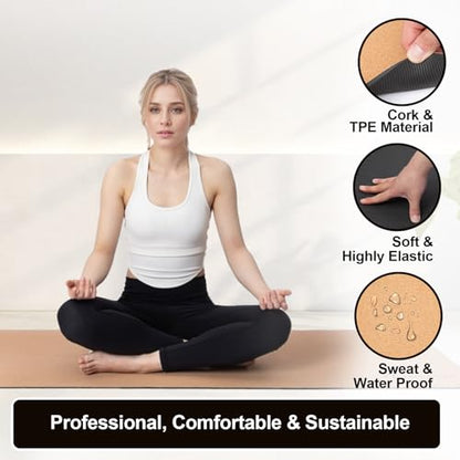 StrongTek Foam Balance Pad & Cork Yoga Mat Set – Non-Slip Stability Pad and Eco-Friendly Yoga Mat for Exercise, Pilates, Physical Therapy & Home Fitness
