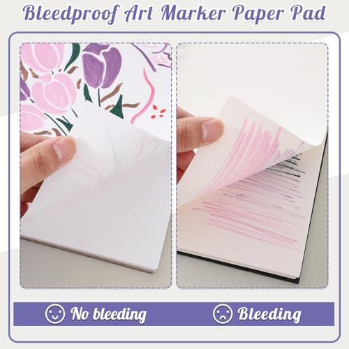8.3×11.7In Marker Paper Pad, 50 Sheets Bleed-Resistant Paper, Spiral Bound | 120gsm Acid-Free Drawing Paper, Tear-Off Pages, Lays Flat, for Alcohol Markers, Pens, Sketching & Crayon - size: 8.3×11.7 Inch (1 Pack)
