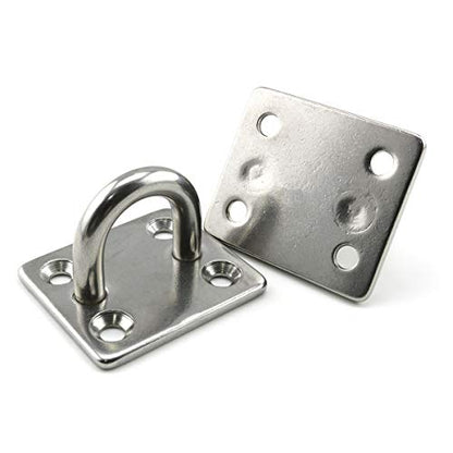 heyous 2 Set M8 Suspension Ceiling Wall Mount U Hook Anchor Hanger Stainless Steel Heavy Duty Multi Purpose Hammock Swing Ceiling Hook Square Base Plate with Snap Hook - color: Square, size: M8