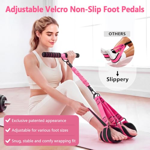 Pedal Resistance Band with Handle, Upgraded 6-Tube Exercise Bands - color: Upgraded Pink