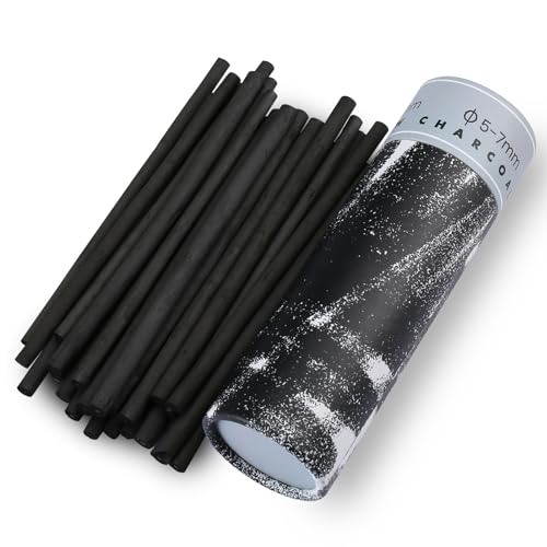 25PCS/Tube Willow Charcoal Sticks - Natural Willow Charcoal for Artists, Beginners, or Students of All Skill Levels - Perfect for Drawing and Sketching, Approx. 5-7mm Dia - style: 5-7mm