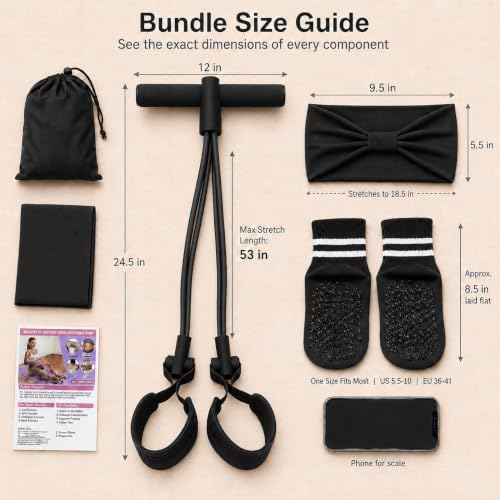Pedal Resistance Band, Stitched Anti-Snap Elastic Pull Rope Fitness Equipment, 3-in-1 Home Workout Exercise Bands Set with Pilates Grip Socks & Headband - color: Black, size: 55LB