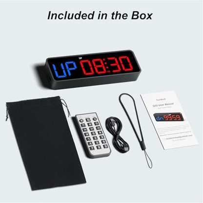 Acedeck Portable Gym Timer Clock: Fitness Digital Clock with Strong Magnet - color: Black