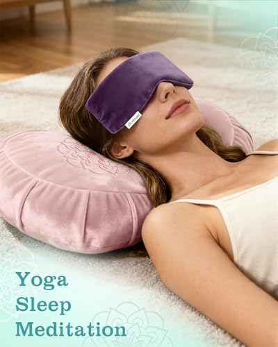 Hihealer Premium Crescent Meditation Cushion, Buckwheat Yoga Bolster Pillow - color: Pink