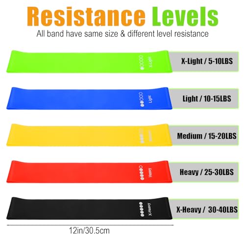 20 Pcs Resistance Bands for Women Men, Different Resistance Levels Loop Exercise Bands, Stretching, Workout, Home Gym Equipment for Pilates Yoga Physical Therapy, Leg Glute Arm Exercise Kit