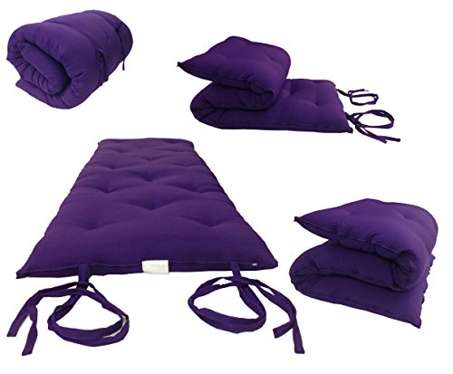 Twin Size Traditional Japanese Floor Futon Mattresses, Tatami Foldable Cushion Mats, Yoga, Meditaion 39" Wide X 80" Long (Purple) - color: Purple