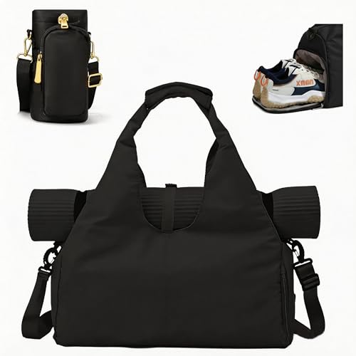 Yoga Mat Bag, Sport yoga Gym Bag for women, Lightweight yoga mat bag carrier with Yoga Strap, Carryall Yoga Tote Bag - color: Black