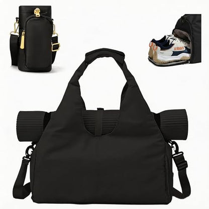 Yoga Mat Bag, Sport yoga Gym Bag for women, Lightweight yoga mat bag carrier with Yoga Strap, Carryall Yoga Tote Bag - color: Black