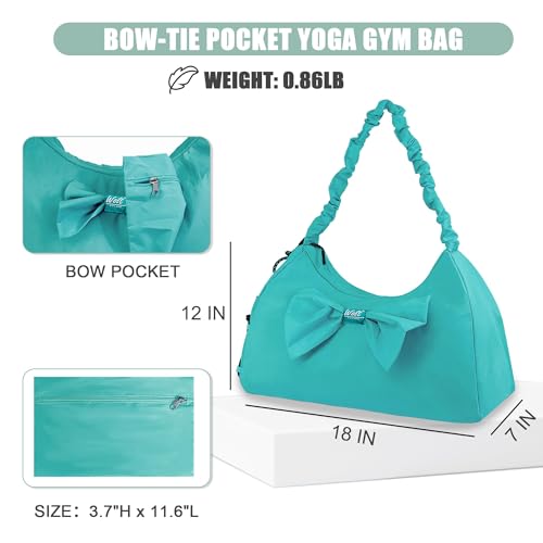 WOLT Gym Bag For Women, Yoga Mat Bag with Shoes Compartment, Wet Pocket and Water Bottle Pocket - color: Green