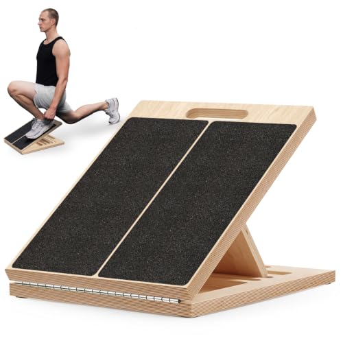 Premium Adjustable Wooden Slant Board for Calf Stretching & Squats, 330lb