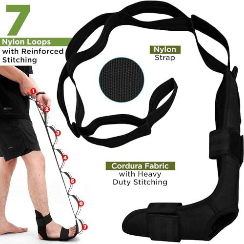 SHAZ Foot & Calf Stretcher, Fascia Hamstring Stretcher for Plantar Fasciitis, Achilles Tendonitis, Heel Spurs & Shin Splints - Yoga Leg Stretching Strap for Back Pain - Flex Strap for Physical Therapy