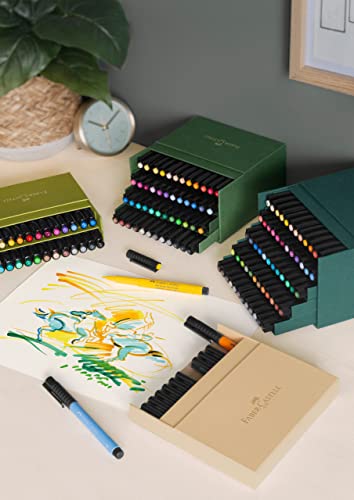 Faber-Castell Art & Graphic Pitt Artist Pen Brush India Ink Pen, Multicoloured, Studio Box Of 12, For Art, Craft, Drawing, Sketching, Home, School, University, Colouring