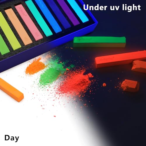 Artecho 12pcs Neon Soft Pastels, Square Chalk | Drawing, Blending, Layering, Shading - style: 12 neon colors long