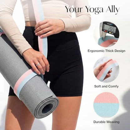 Tumaz Yoga Mat Strap Adjustable Carrier for All Yoga Mats, 2 Sizes - color: 03. Blue Match, size: 64 IN