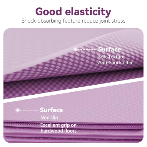 Foldable Yoga Mat Thick Non-Slip Exercise Mat | Packable Travel Fitness Mat, Carrying Bag Included, For Yoga, Pilates, Workout, Home & Gym Use - color: purple