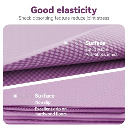 Foldable Yoga Mat Thick Non-Slip Exercise Mat | Packable Travel Fitness Mat, Carrying Bag Included, For Yoga, Pilates, Workout, Home & Gym Use - color: purple