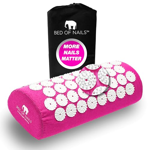 Bed of Nails Acupressure Pillow – Original Bon Acupressure Design with 2142 Precision Nails, 15 x 6 x 4", Pink - color: Pink - Pillow