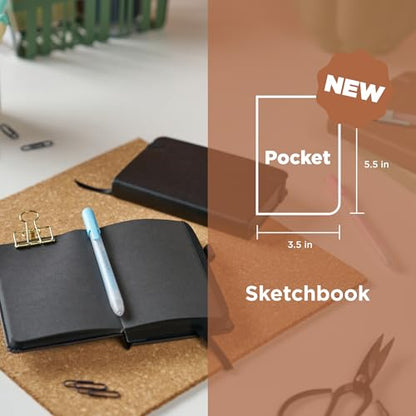 Sakura Sketchbook Pocket, Black Hardcover, Black Paper, 3.5 x 5.5, 2 Count | 160 Pages, Drawing Sketchbook for Visual Journaling, 140 GSM Paper, Ideal for Sketching, Illustration & Creative Expression