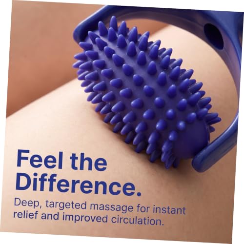 ABOOFAN Handheld Neck Roller Massager Tool for Muscle Relief and Tension Reduction, Blue Abs PVC Material, Comfortable Design for Sedentary Individuals and Yoga Enthusiasts, Leg Massage