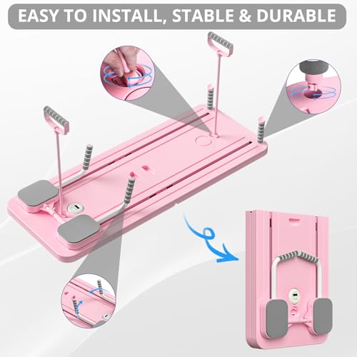 JANUA Pilates Board - Pilates Reformer Set, Multi-Purpose Foldable Pilates Reformer Board for Home, 5 in 1 Pilates Sliding Board - color: Pink