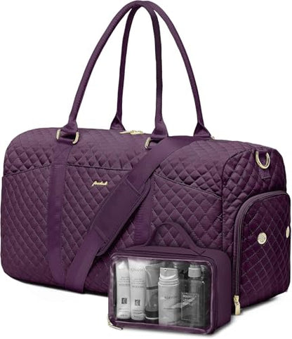 Women Weekender Travel Duffle Bag: Travel Duffel Overnight Bags with Shoe Compartment Large Carry on Tote with Toiletry Bag Weekend Traveling Yoga Gym Hospital Bag for Women with Wet Pocket Purple - color: 03-Purple, size: X-Large