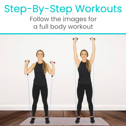 Vive Resistance Band Workout Poster (40 Illustrations) Laminated Bodyweight Hitt Exercise Chart for Abs, Glute, Back, Legs - Stretch Routine for Home Gym, Garage, for Men, Women - Cable Trainings | Hitt Exercise Chart for Abs, Glute, Back, Legs - Stretch