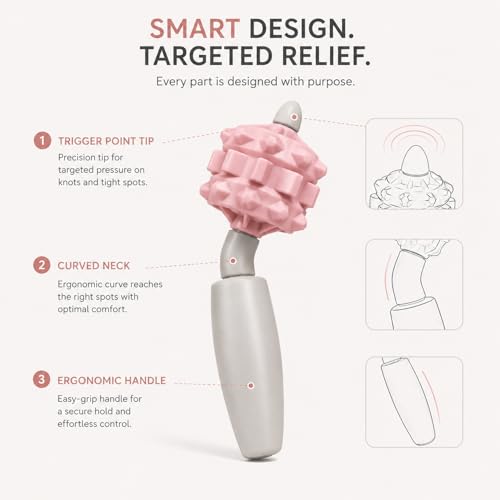 VibeRoll Mini Massage Tool for Trigger Point Relief, Handheld Muscle Roller Stick for Neck, Legs, Arms & Back, Portable Deep Tissue Recovery Tool