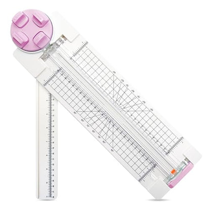 4 in 1 Paper Cutter, A4 Sliding Rotary Trimmer for Crafts, Pink | 4 in 1 Paper Cutter, A4 Rotary Trimmer with Sliding Blade, Pink - color: Pink