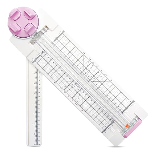 4 in 1 Paper Cutter, A4 Sliding Rotary Trimmer for Crafts, Pink | 4 in 1 Paper Cutter, A4 Rotary Trimmer with Sliding Blade, Pink - color: Pink