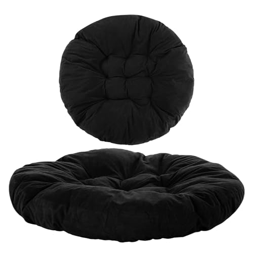 Funnymoom 35" Large Floor Cushion Round Meditation Floor Pillow Papasan Swing Cushion for Adults Oversized Playroom Pillows Reading Nook Big Pillow for Yoga Living Room Sofa Balcony(Black, Classic) - color: Black, style: Classic