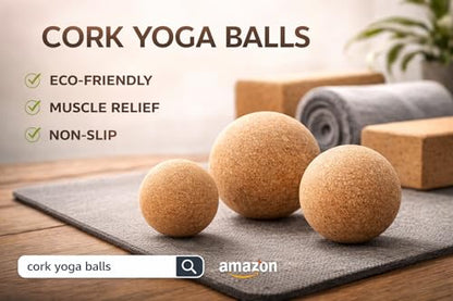 Cork Massage Ball Set, Myofascial Release for Trigger Points & Knots | Fascia Release, Eco-Friendly, Travel Bag Included