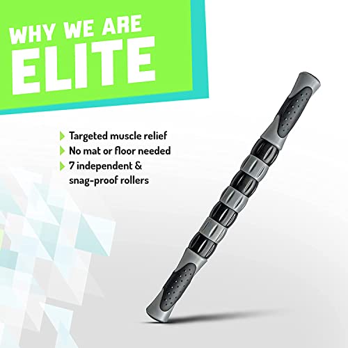 Elite Massage Roller Stick Targets Sore, Tight Leg Muscles to Prevent Cramps and Release Tension. It's Sturdy, Lightweight, Smooth Rolling and Thankfully This Lifesaver has Comfortable Handles.Silver - color: Silver