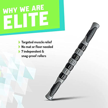 Elite Massage Roller Stick Targets Sore, Tight Leg Muscles to Prevent Cramps and Release Tension. It's Sturdy, Lightweight, Smooth Rolling and Thankfully This Lifesaver has Comfortable Handles.Silver - color: Silver