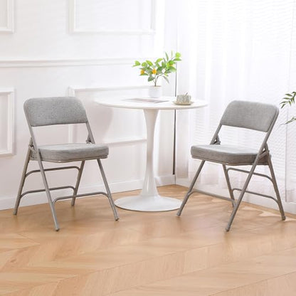 Folding Chair Fabric Padded Seat Indoor Single Foldable Chair Grey - color: Gray X1