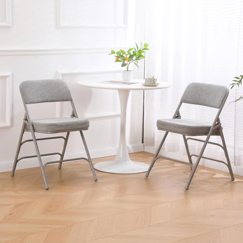 Folding Chair Fabric Padded Seat Indoor Single Foldable Chair Grey - color: Gray X1