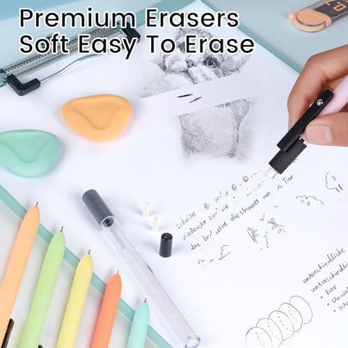 Solati Pastel Mechanical Pencil Set, 6 Pack with Case, 0.5mm & 0.7mm | Soft Grip, HB Lead Refills and Erasers Included, For Writing, Drawing, Sketching, Cute School Supplies