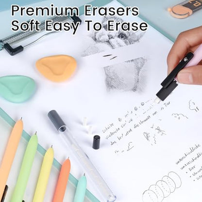 Solati Pastel Mechanical Pencil Set, 6 Pack with Case, 0.5mm & 0.7mm | Soft Grip, HB Lead Refills and Erasers Included, For Writing, Drawing, Sketching, Cute School Supplies