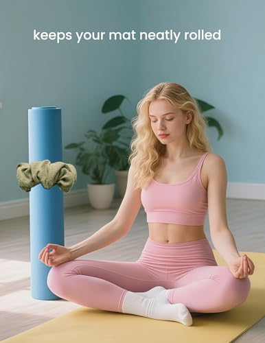 Yoga Mat Scrunchie Yoga Mat Strap Carrier Pilates Mat Holder | Holds Your Yoga Mat in Style, Adjustable & Stretchy Yoga Mat Band, Fits Most Standard Yoga Mats (mat not included),Yoga Gifts - color: Light Green