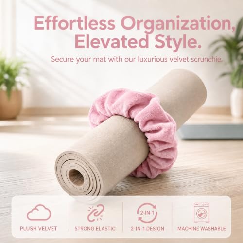 Yoga Mat Scrunchie - Holds Your Yoga Mat in Style - Durable & Elasticity Fabric - Fits All Standard Yoga Mats - color: Pink